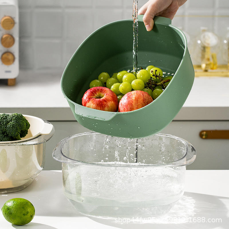 Double-layer Colander Plastic Fruit and Vegetable Draining Nordic Modern Simple Basket Strainer