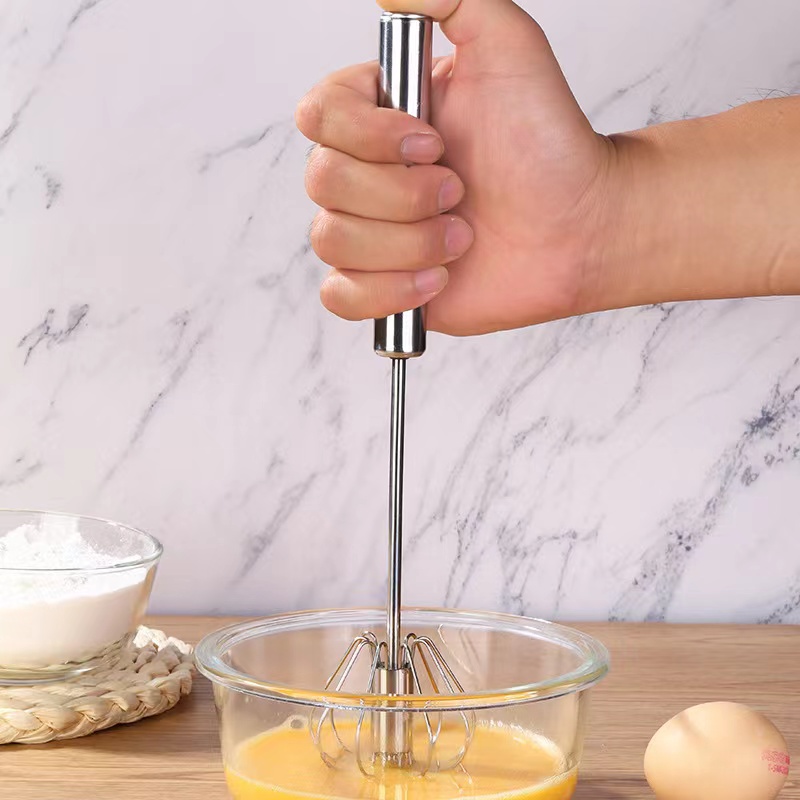 Hot selling professional stainless steel hand-held press automatic rotary stirring semi-automatic egg beater