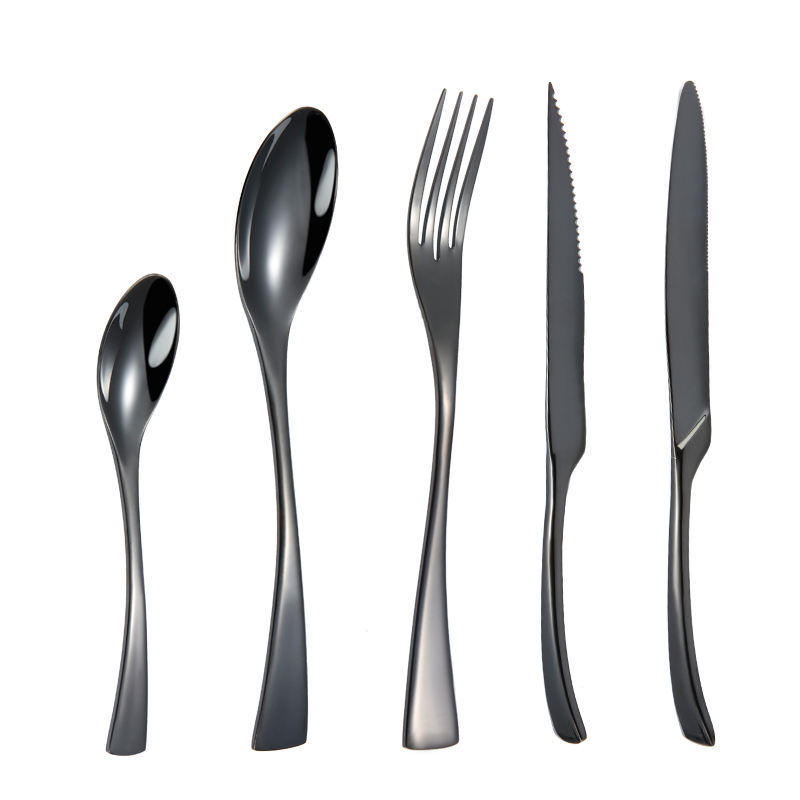 Hot Selling Fashion Hotel Mirror Stainless Steel Black Cutlery Set