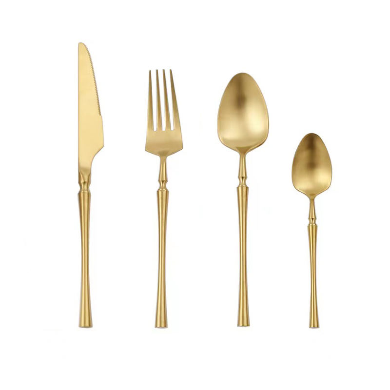 Classic high end design stainless steel flatware spoon fork knife weeding golden cutlery