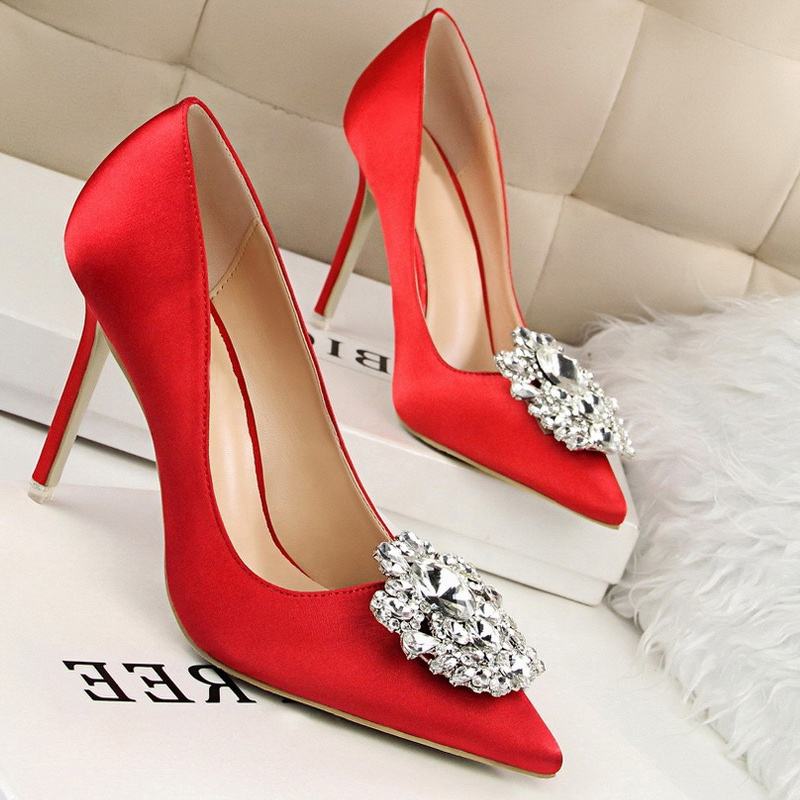 New Arrival Shiny Rhinestone Elegance Stiletto Sandals Wholesale Spike High Heels Elegant Pumps Ladies Shoes