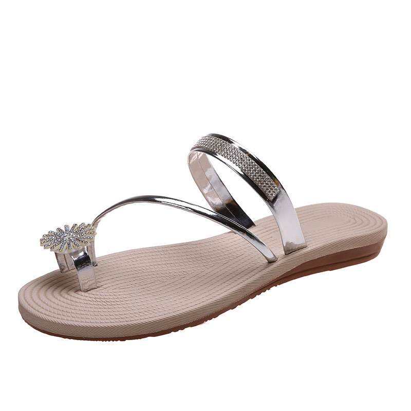 New Bling Sliver Rhinestone Women Slippers Flip-flops Ladies Summer Beach Slide Slippers Sandals Female Girls Flat Slippers